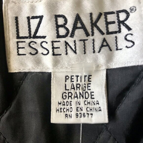 Liz Baker‎ Black Leather Wrap Jacket 3/4 Length Belted Coat Size Petite Large - Picture 8 of 11